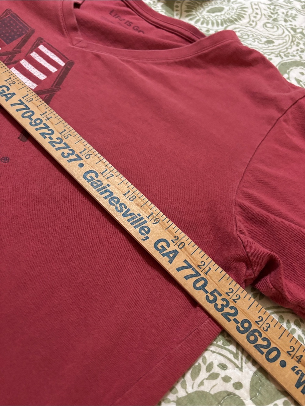 Life Is Good Red Vintage V-Neck Crusher Tee - Picture 4 of 5